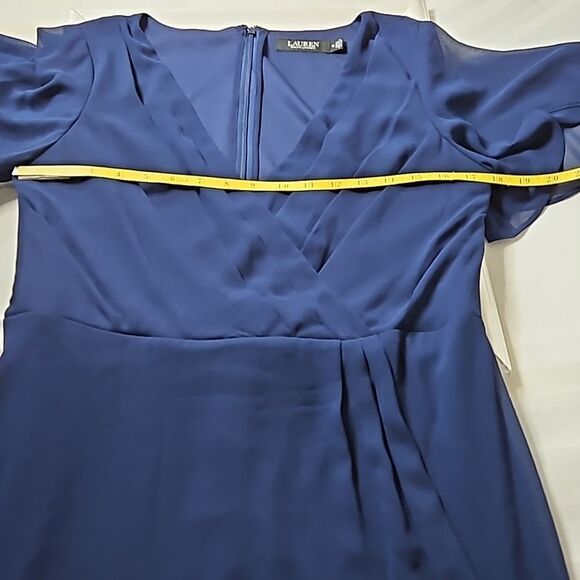 Lauren Ralph Lauren Blue flutter sleeve dress size 10 - Picture 12 of 13
